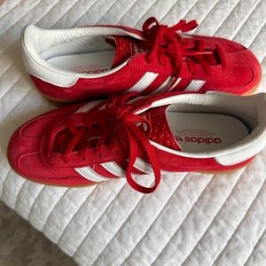 Adidas Scarlet and White Trainers